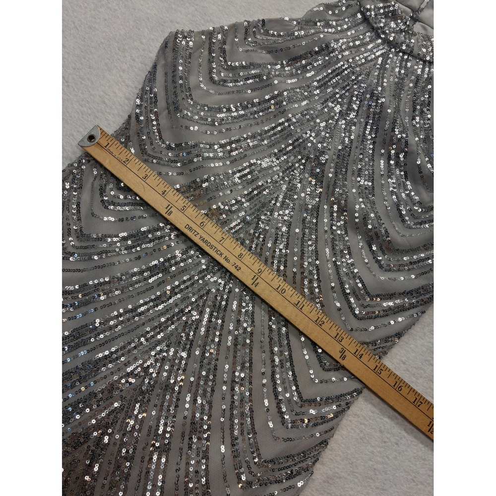 Rebecca B. Modern Halter Dress Gatsbycore Nightlux Sequin Art Deco - 10 Silver